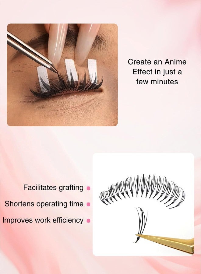 ميريتون سباير لاشز، رموش هرمية جاهزة - مزيج تجعيد D، 11-15 مم - وصلات رموش جاهزة خفيفة الوزن - نمط مانغا أنمي للمحترفين (MHJL) - Image 3